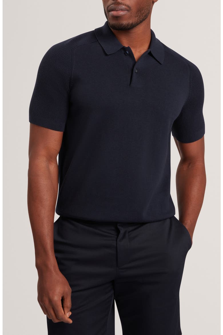 Otiso Cotton & Wool Polo, Main, color, NAVY