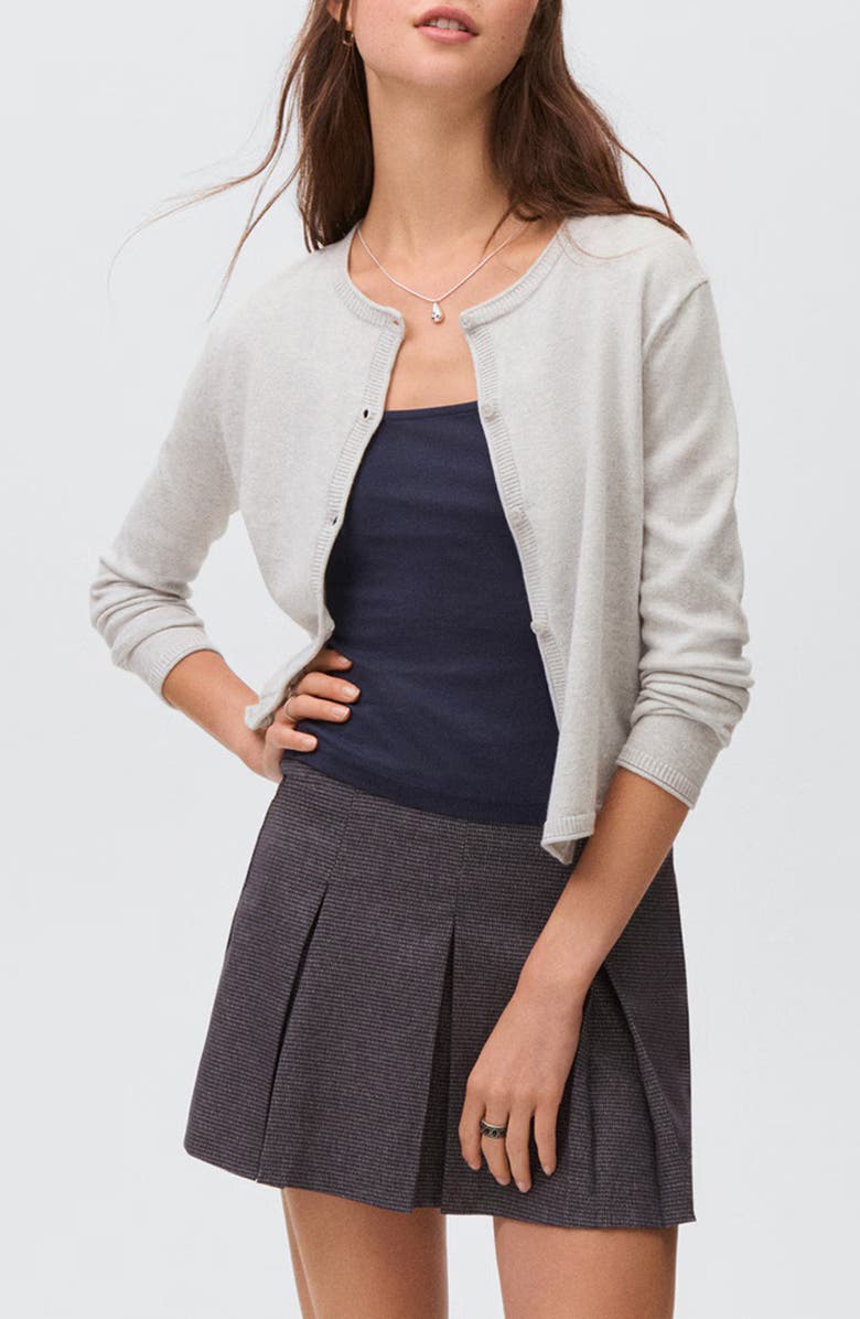 MANGO TEEN Crewneck Cotton Blend Cardigan, Main, color,