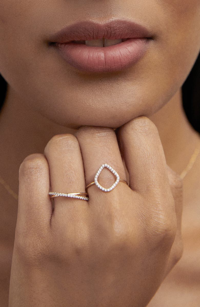 Monica Vinader 14K Gold Diamond Crossover Ring, Alternate, color, 14K Solid Gold