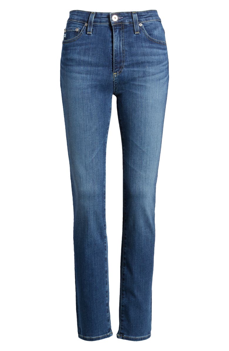 AG Mari High Waist Stretch Slim Straight Leg Jeans, Alternate, color, Aura