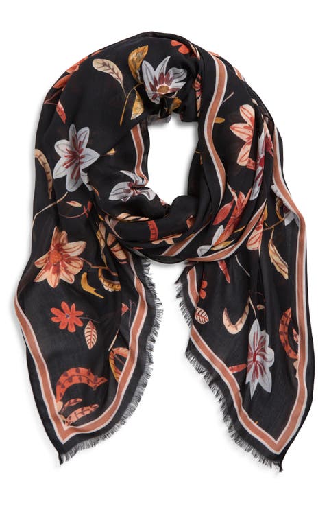 Autumn Floral Fringe Scarf