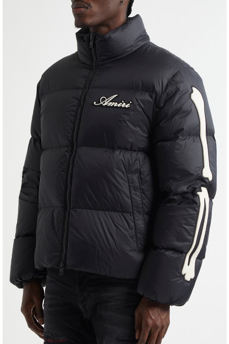Bones Down Puffer Jacket, Alternate, color, BLACK