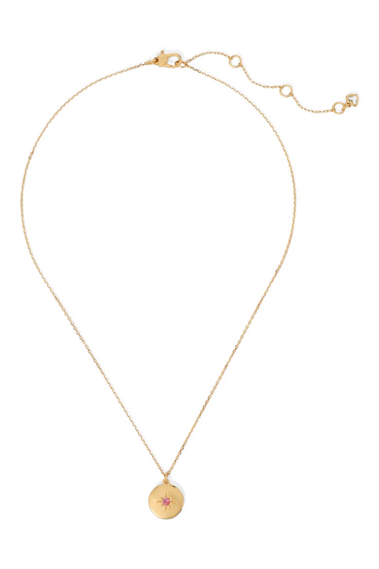 clear honesty medallion necklace, Alternate, color, PINK/ GOLD