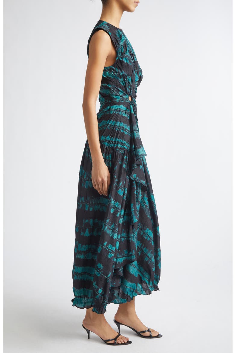 Veda Shibori Silk Dress, Alternate, color, MALACHITE