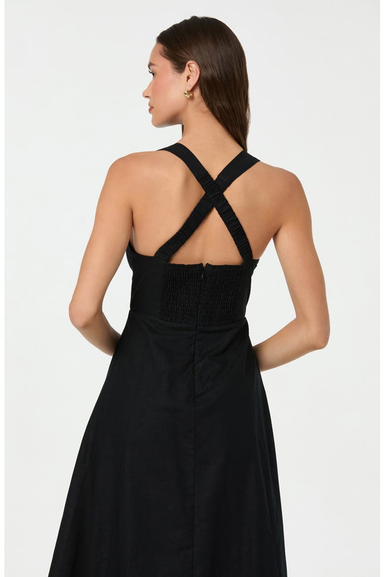 Cross Back Sleeveless Midi Dress, Alternate, color, BLACK