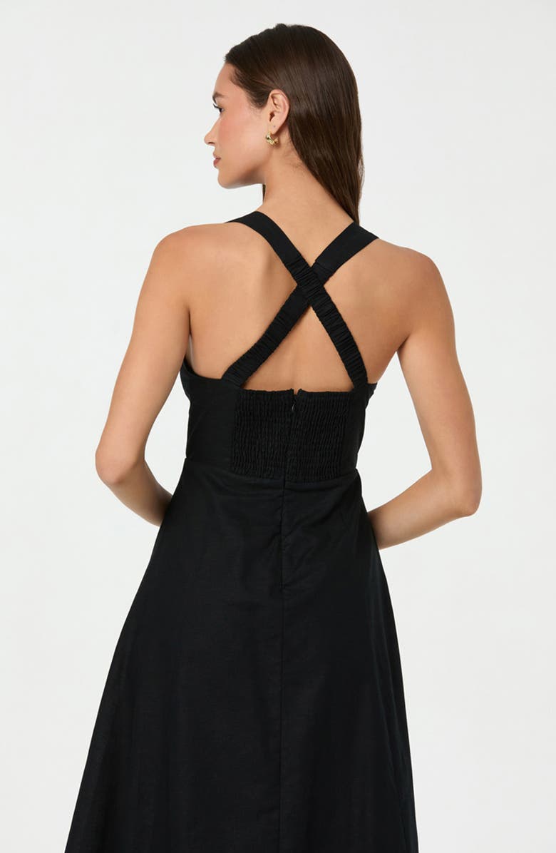 ASTR the Label Cross Back Sleeveless Midi Dress, Alternate, color, Black