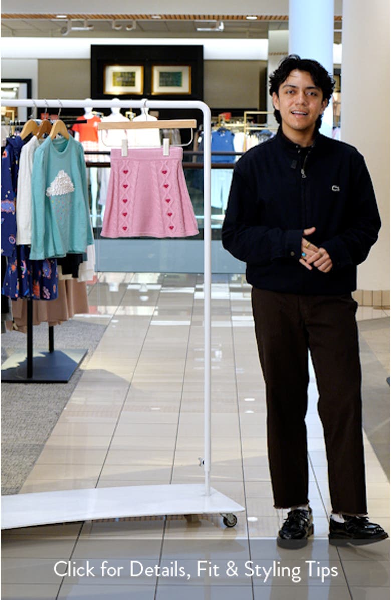 Kids' Heart Embroidered Cable Cotton Sweater Skirt, sales video thumbnail