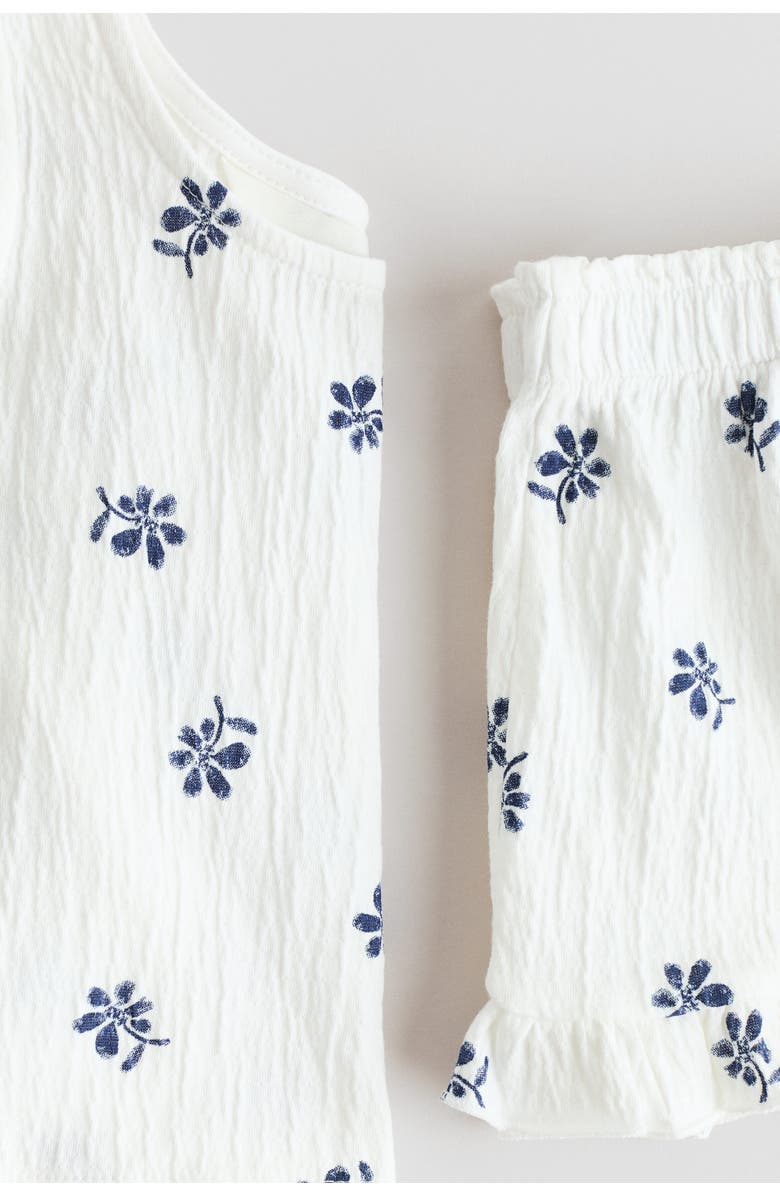 H&M 2-piece ruffle-trimmed set, Alternate, color, White/Blue Floral