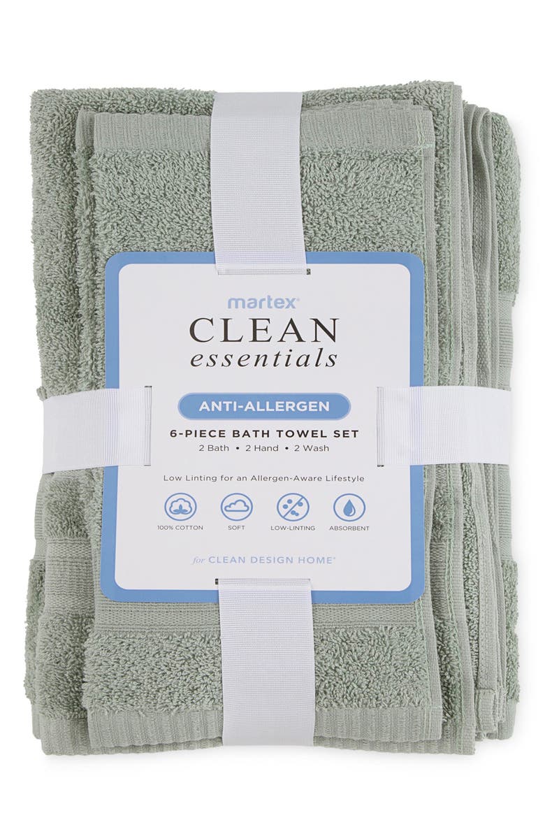 Martex Low Lint 6-Pack Bath Towel Set, Alternate, color, Moss Green