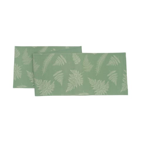 Botanical Fern Jacquard 100% Cotton Handwoven Table Runner 14" x 72"