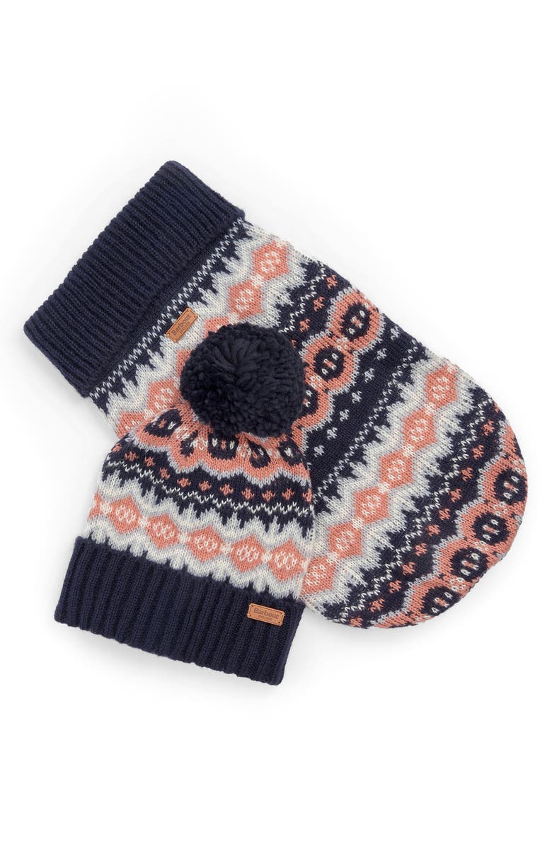 Barbour Fair Isle Dog Sweater & Beanie 2-Piece Gift Set, Main, color, Pink/ Navy