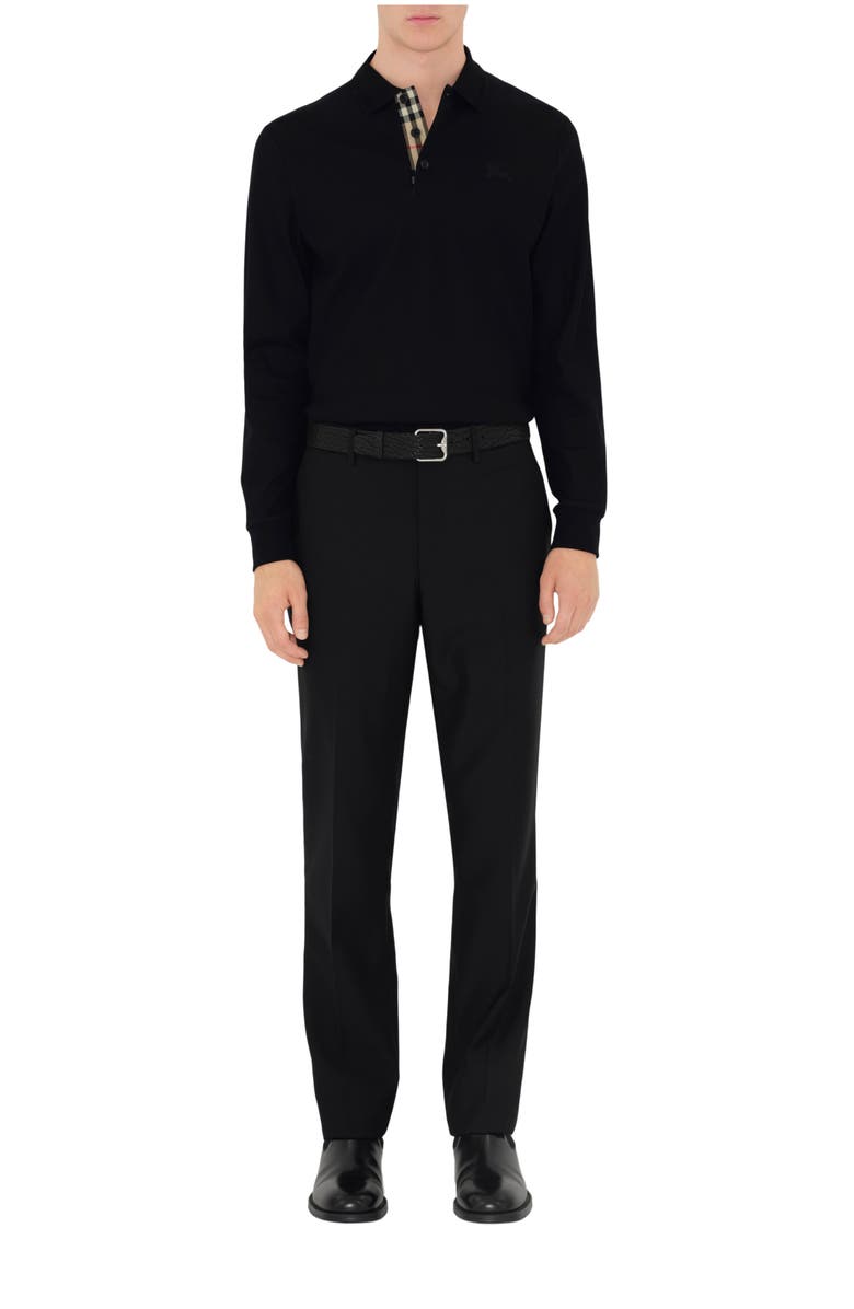 Burberry Long-sleeve Cotton Polo Shirt, Main, color, Black