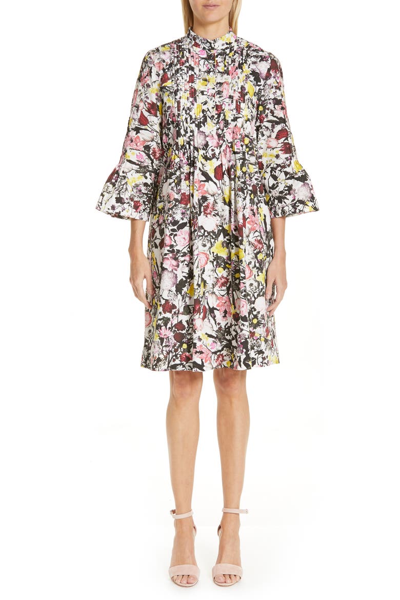 Pop Floral Print Cotton Dress, Main, color, WHITE/ PINK