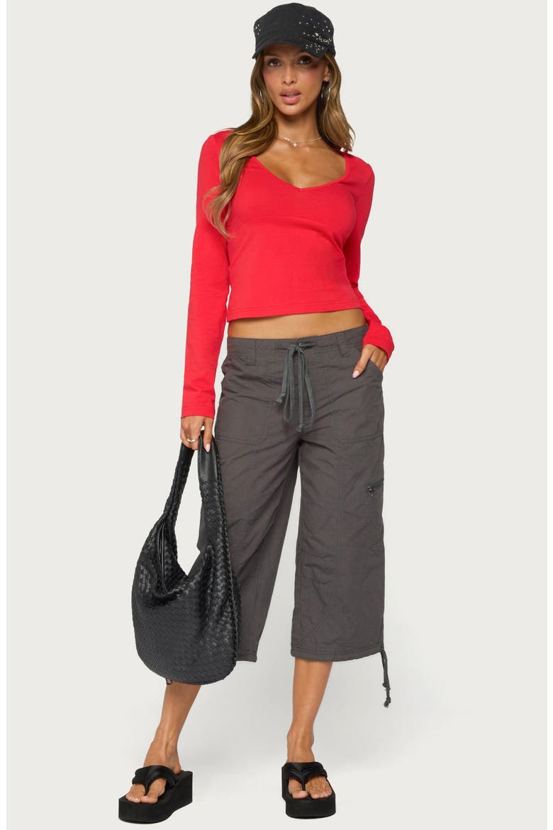 Feva V-Neck Long Sleeve Top, Alternate, color, RED