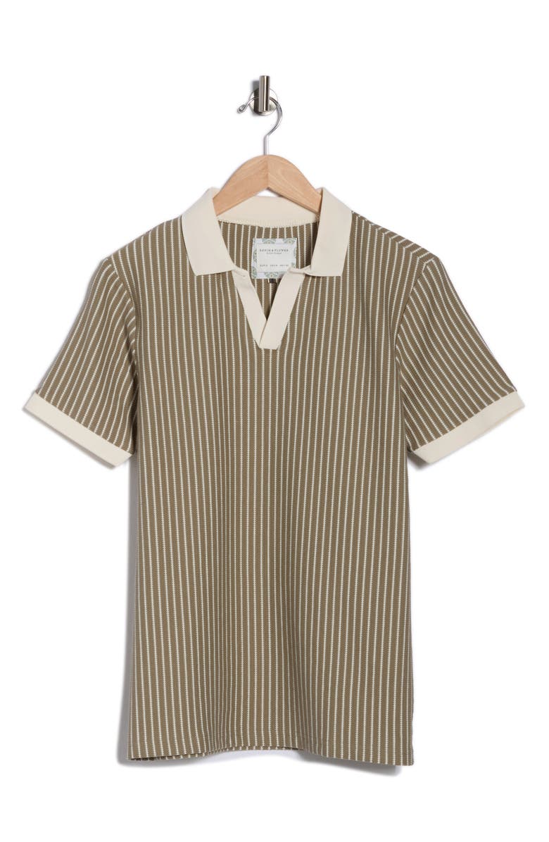 DENIM AND FLOWER Textured Stripe Polo, Main, color, Green