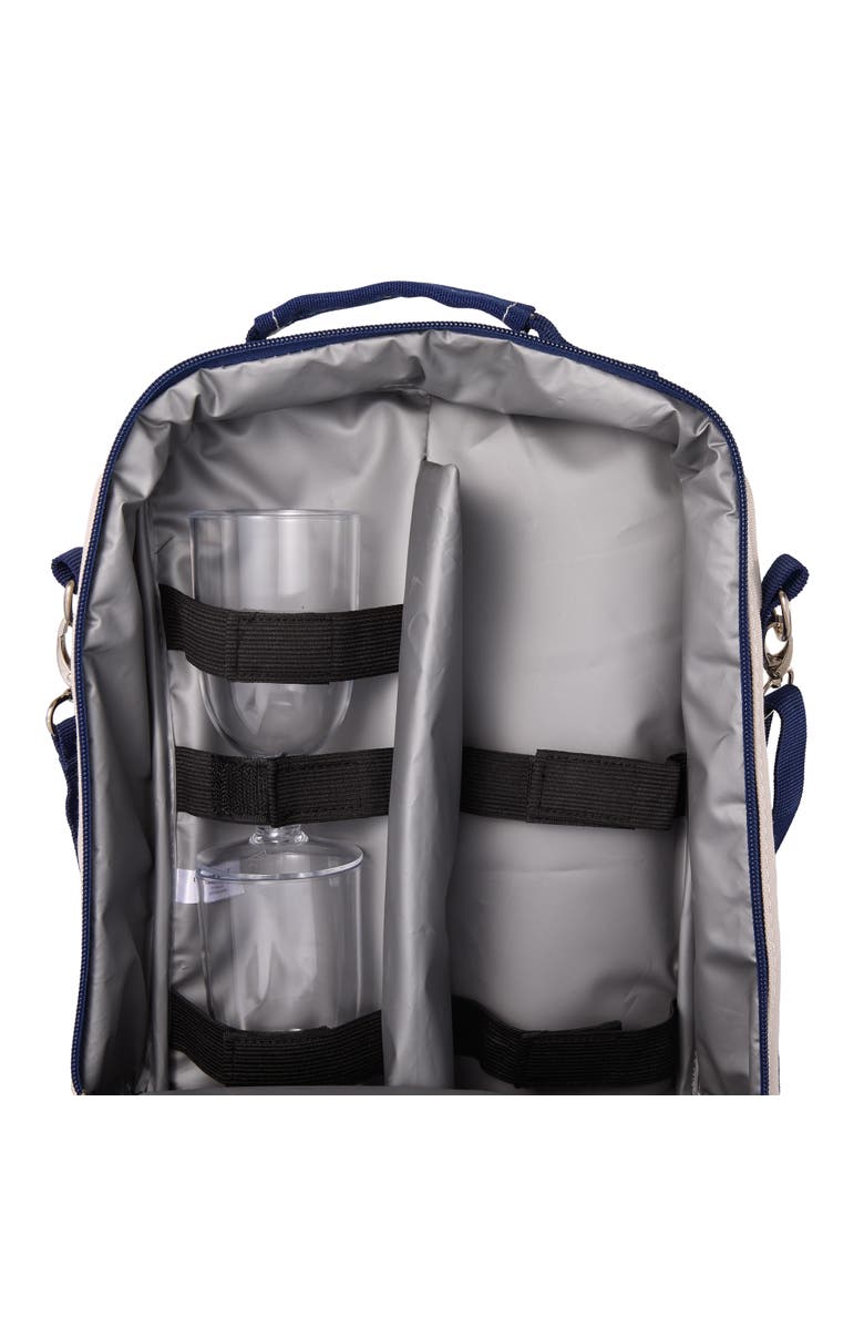 Lands' End Medium Wine Cooler Bag with 2 BPA-Free Glasses, Insulated Wine Bag for Travel, Alternate, color, Navy