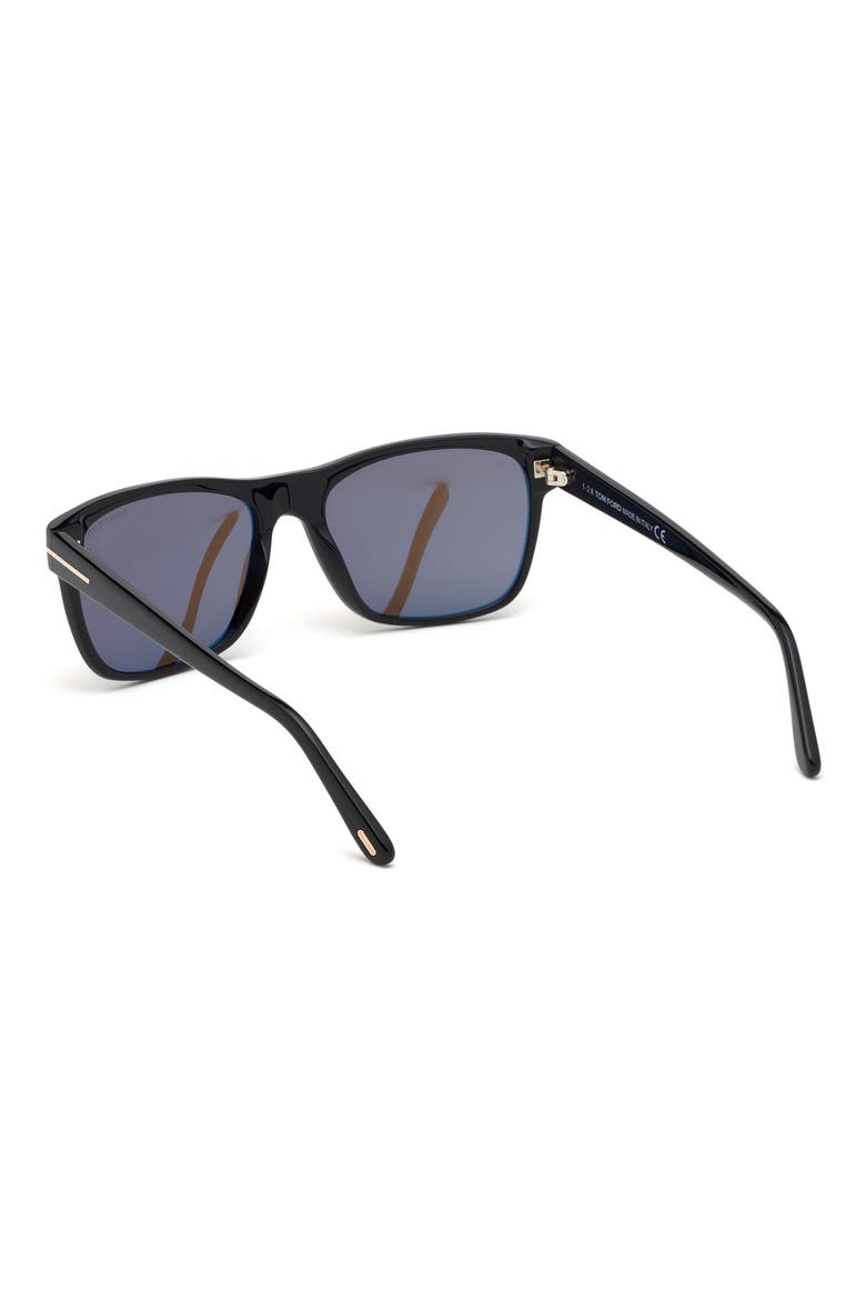 Giulio 57mm Geometric Sunglasses, Alternate, color, SHINY BLACK / BROWN