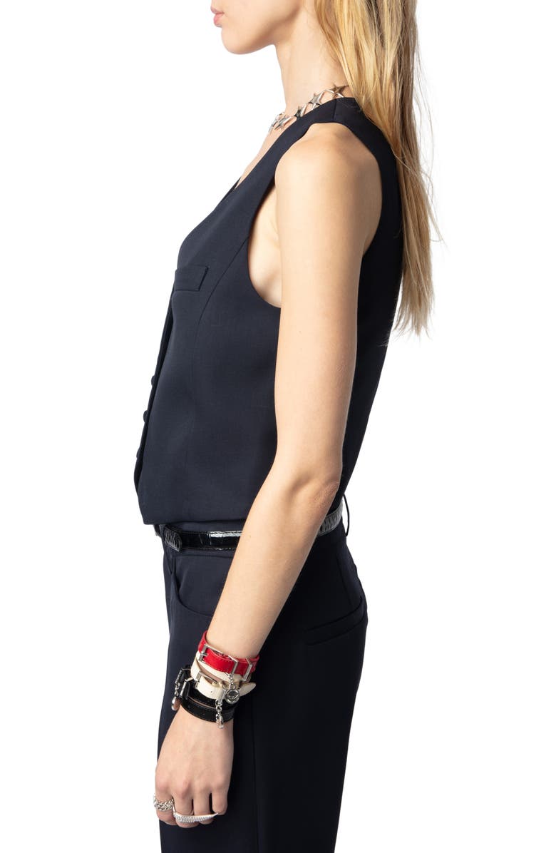 Zadig & Voltaire Emaux Virgin Wool Grain de Poudre Vest, Alternate, color, 