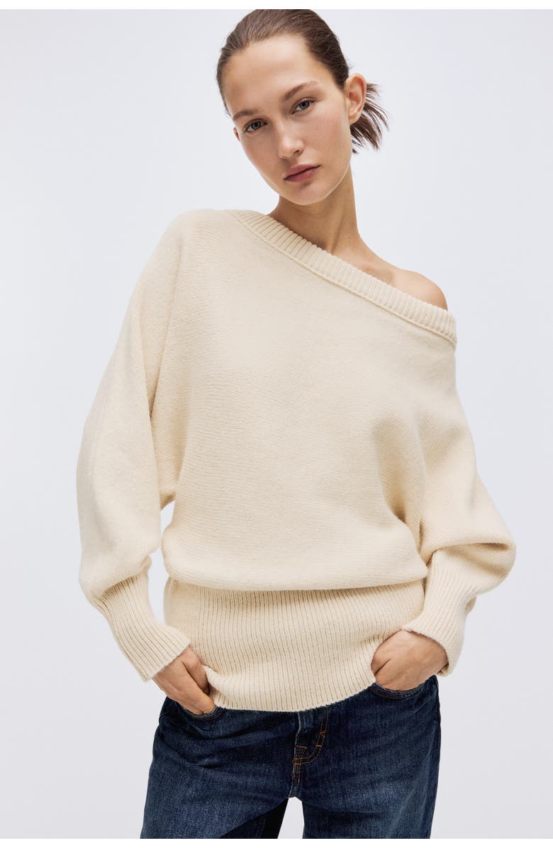 H&M One-shoulder Jumper, Alternate, color, Light Yellow