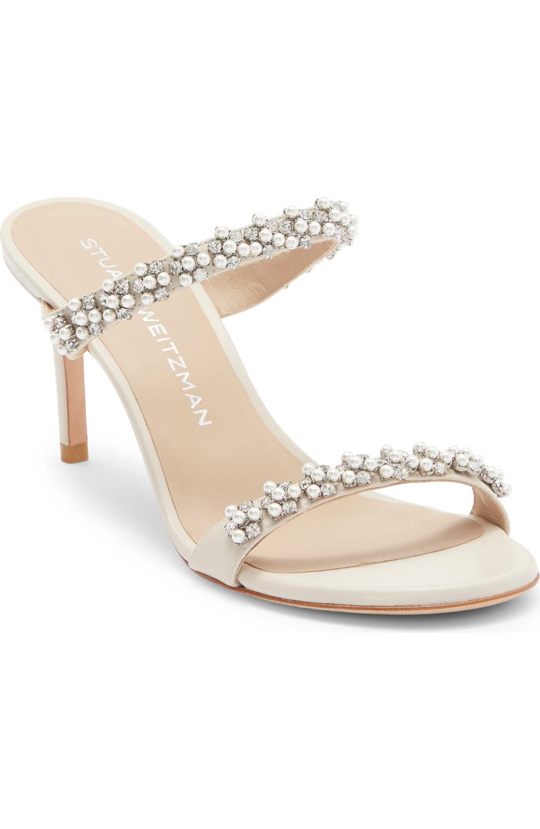 Stuart Weitzman Poppy Faux Pearl Sandal, Main, color, Linen/ Clear/ Natural