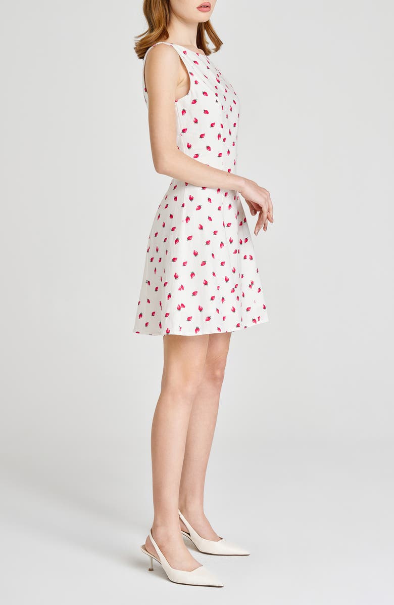 WAYF x Styled by COCO! Jayce Strawberry Print Linen Blend Dress, Alternate, color, Ivory Strawberry