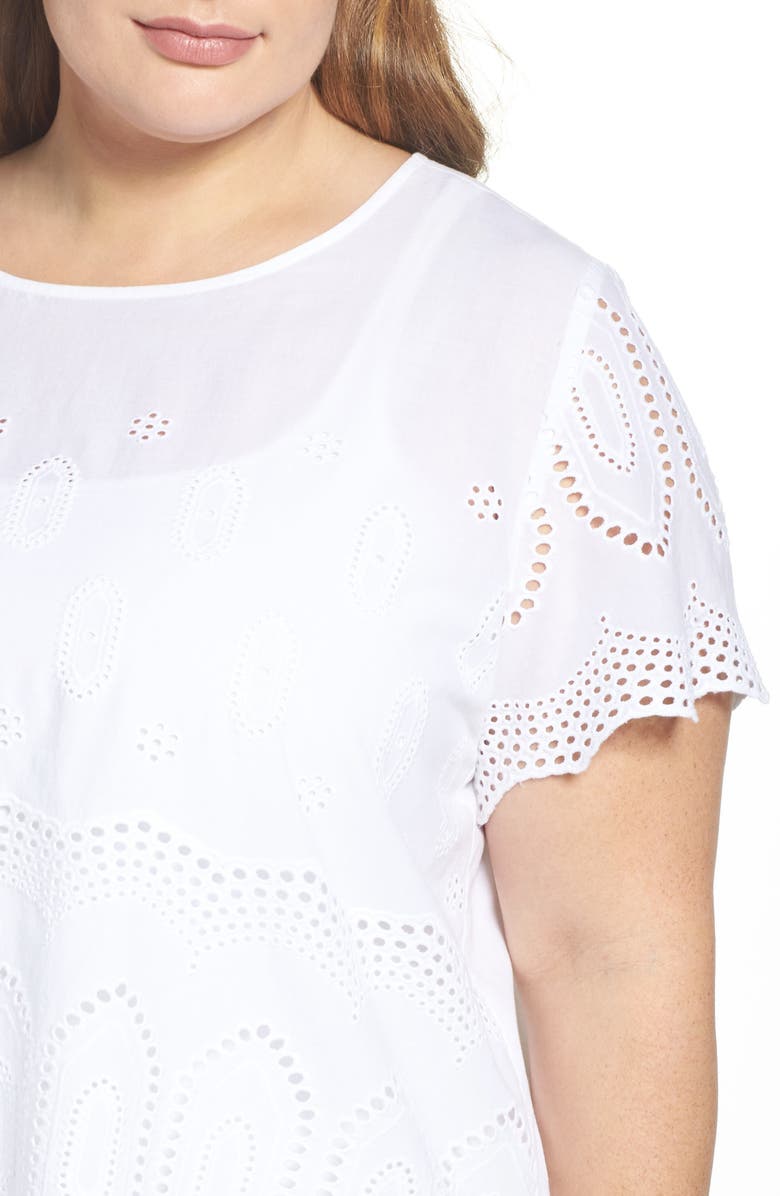 Vince Camuto Scallop Eyelet Blouse, Alternate, color,