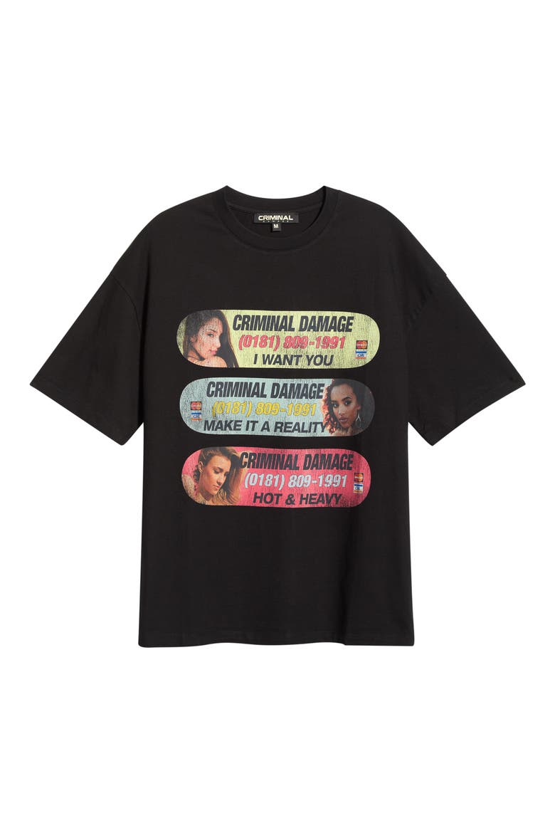 Hotline Reality Crewneck T-Shirt, Alternate, color, BLACK
