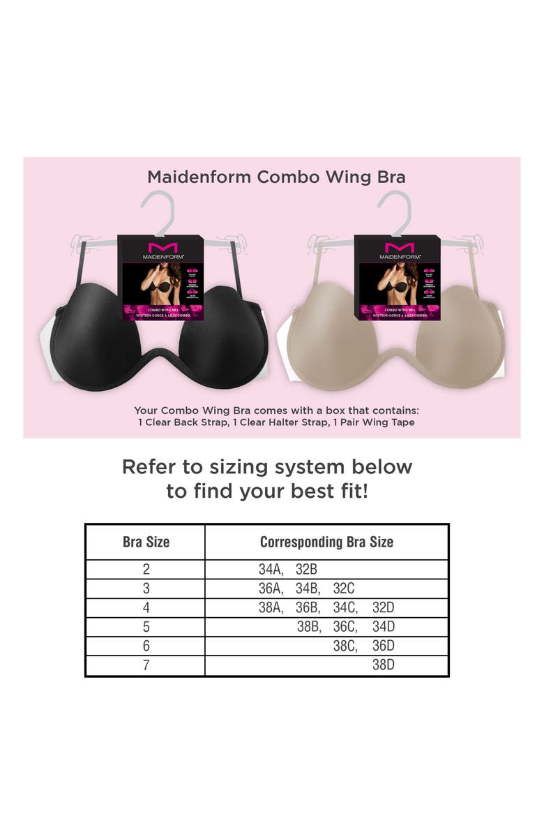 Maidenform Combo Wing Strapless Single Underwire Bra, Alternate, color, Nude