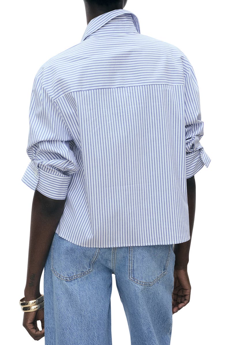 MANGO Stripe Cotton Blend Button-Up Shirt, Alternate, color,