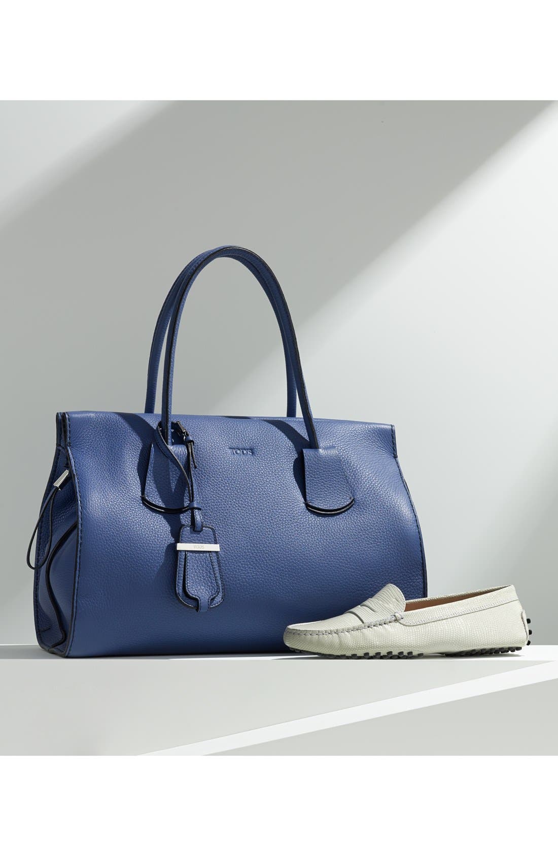 'Medium Note' Leather Tote, Alternate, color, LAVENDER/ BLACK