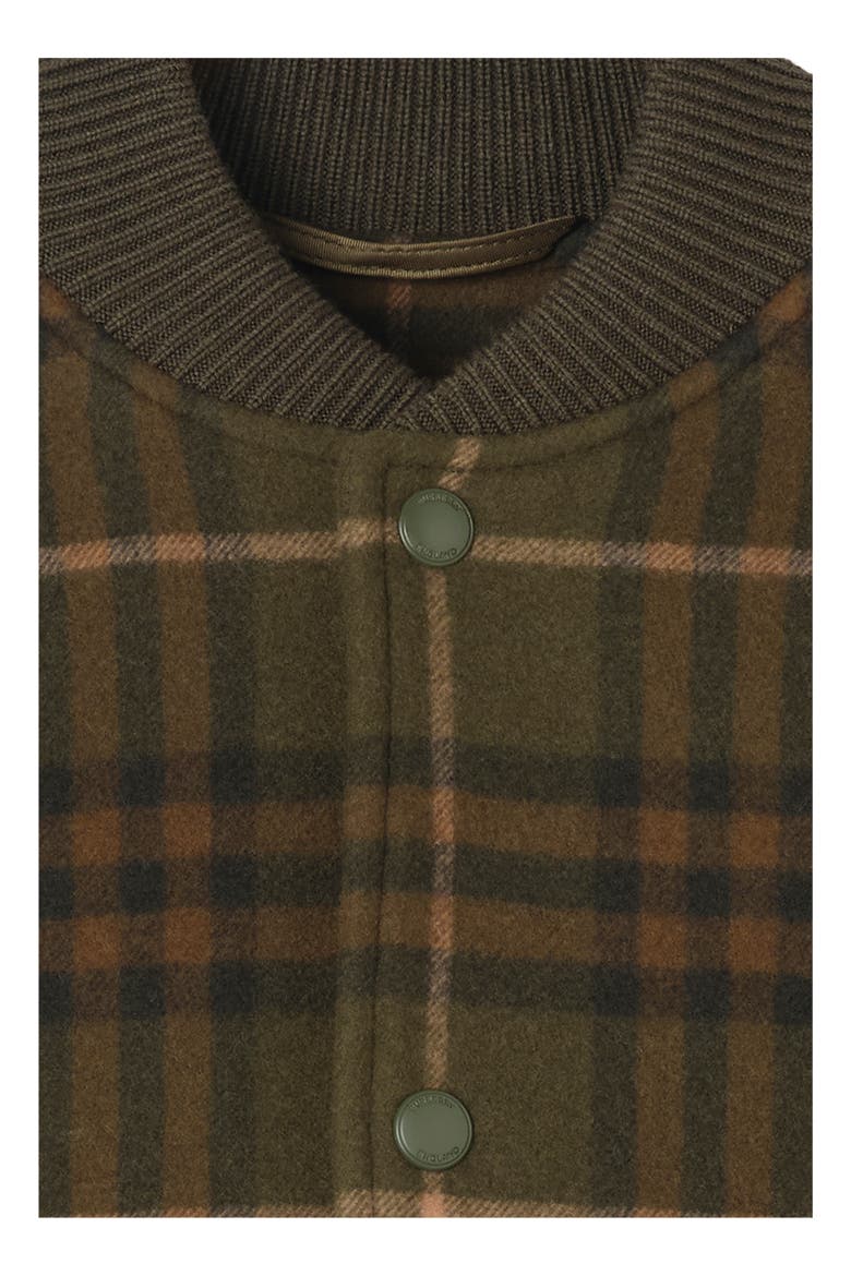Check Wool Cashmere Bomber Jacket, Alternate, color, Bramble green
