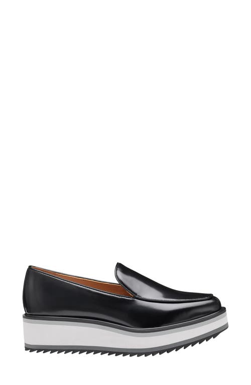 Johnston & Murphy Gracelyn Venetian Platform Loafer In Black Italian Antiqued