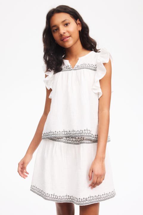 2-piece Embroidery-detail Muslin Set