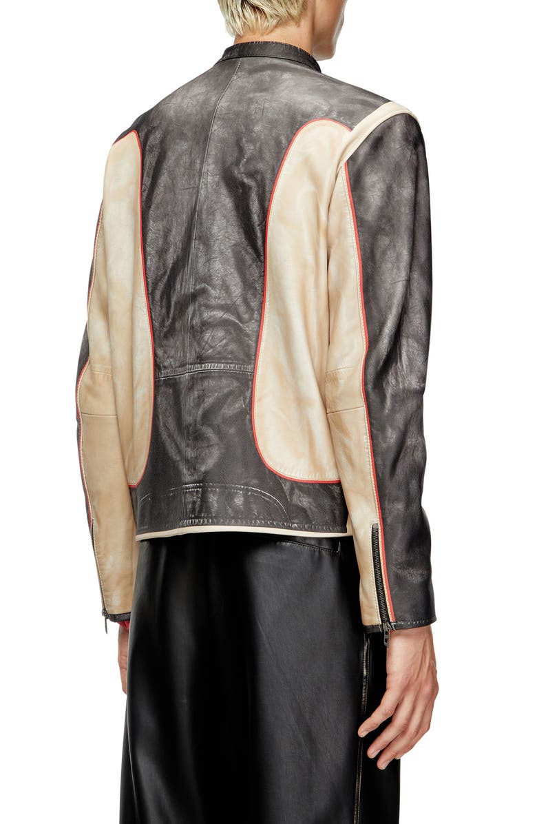 DIESEL<sup>®</sup> L-Evert Colorblock Leather Moto Jacket, Alternate, color, Black