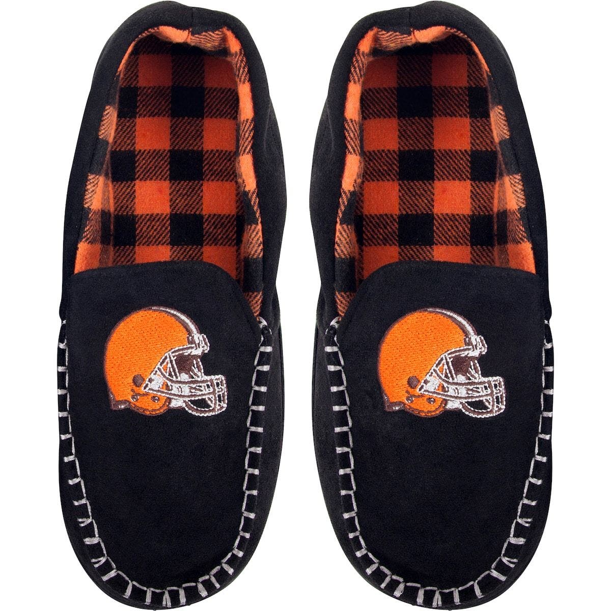 FOCO Men's FOCO Cleveland Browns Team Logo Flannel Moccasin Slippers, Main, color, 