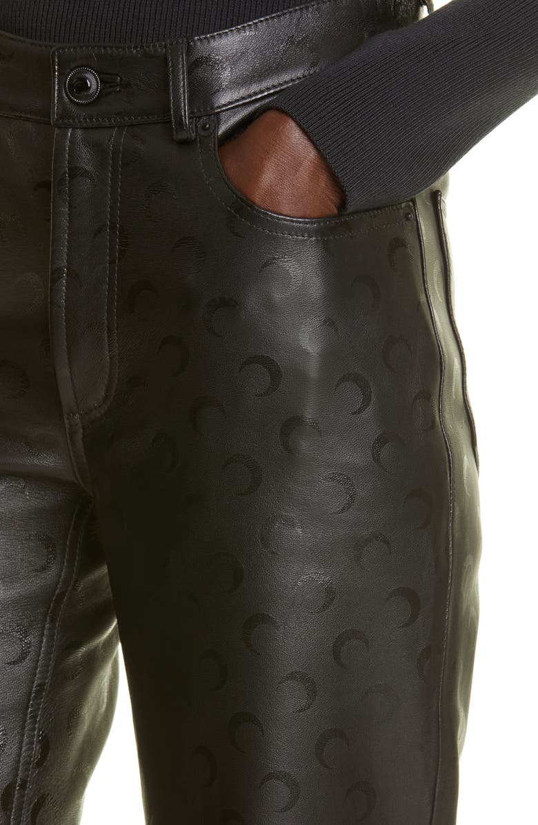 Marine Serre Moon High Waist Straight Leg Leather Pants, Alternate, color,