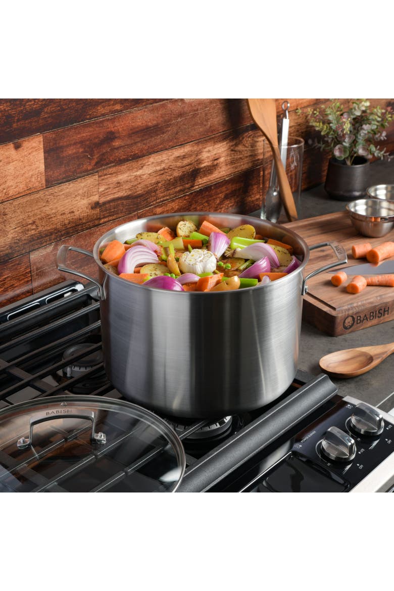 Tri Ply Stainless Steel Professional Grade 12Qt Stock Pot with Lid, Alternate, color, Stainless Steel