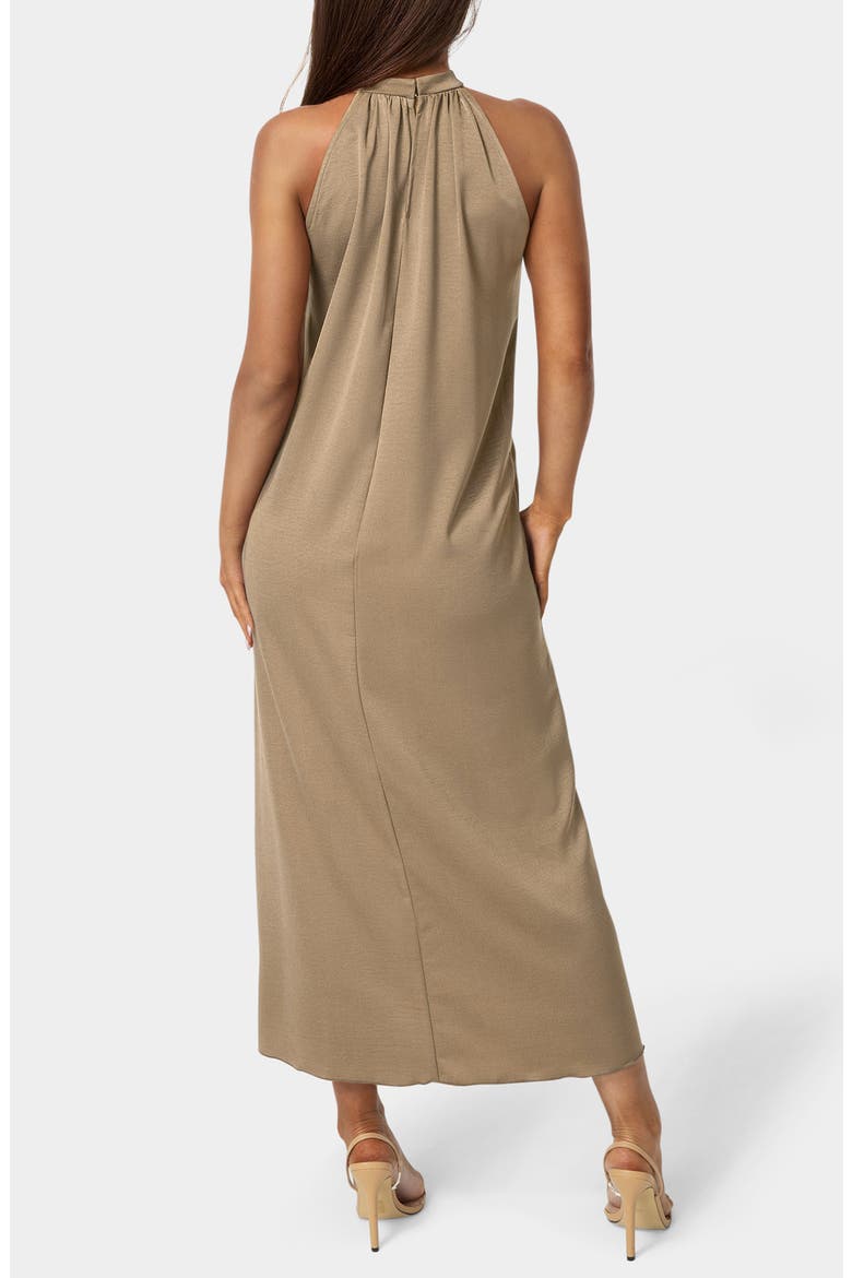Crushed Satin Mock Neck Maxi Dress, Alternate, color, MOCHA