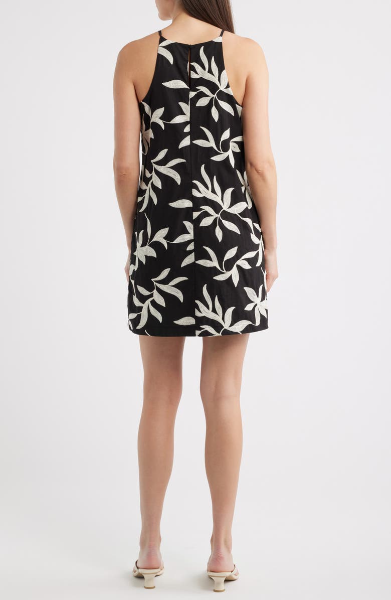 Halogen<sup>®</sup> Floral Embroidered A-Line Minidress, Alternate, color, Rich Black 060
