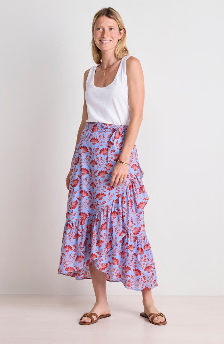 vineyard vines Floral Ruffle Detail High-Low Cotton Skirt, Alternate, color, Harper Floral