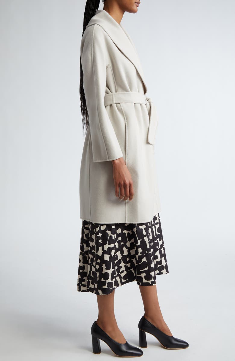 Max Mara Messi Virgin Wool Belted Coat, Alternate, color, Medium Grey