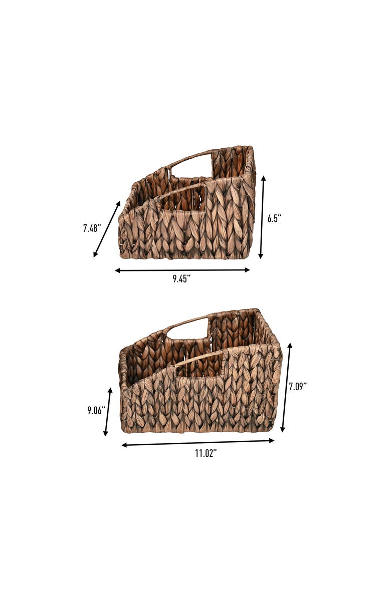 HAPPIMESS Havanah Southwestern Hand-Woven Hyacinth Slanted Nesting Baskets with Handles, Natural, Alternate, color, Brown