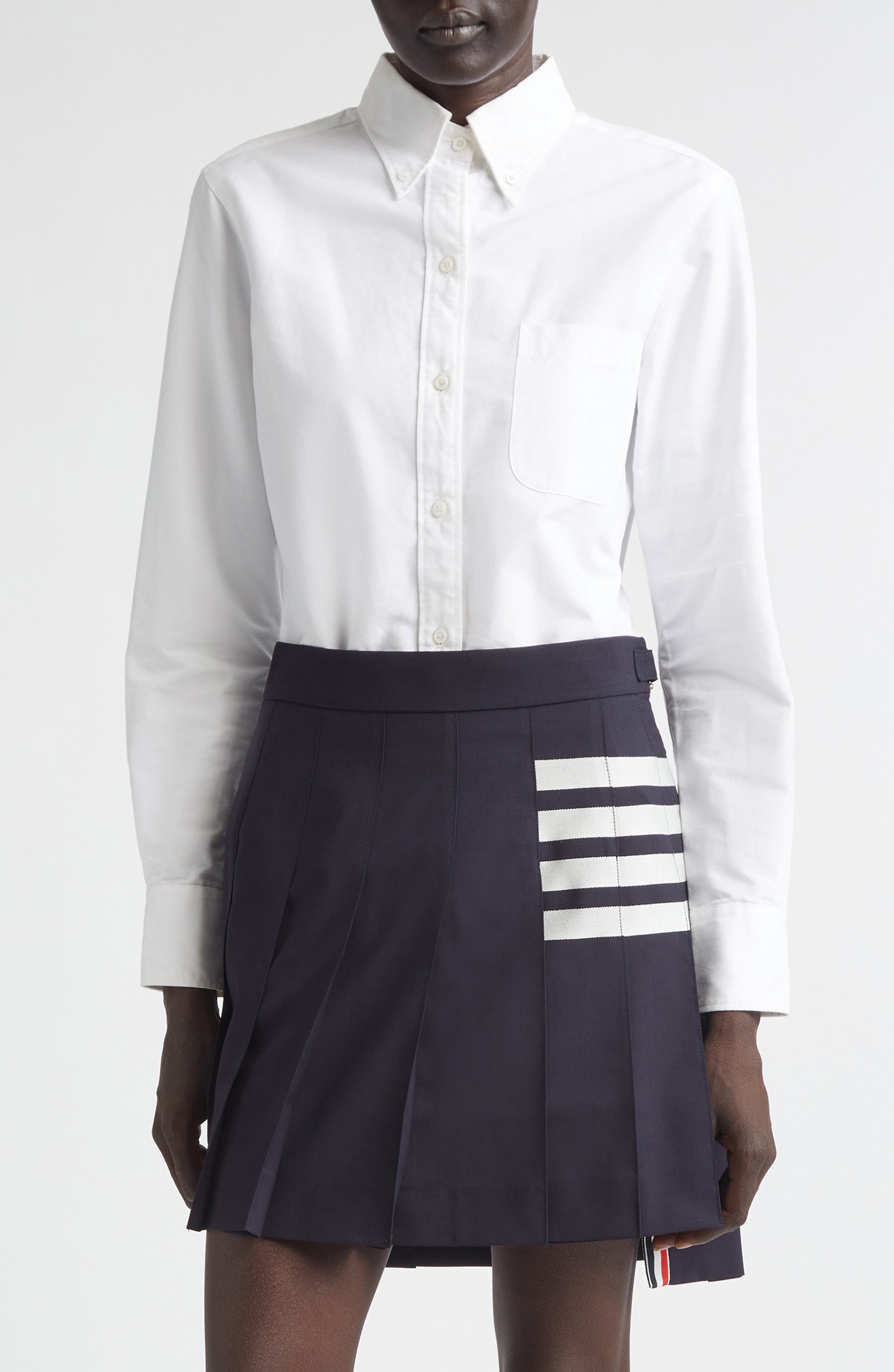 Classic Point Collar Long Sleeve Cotton Blouse