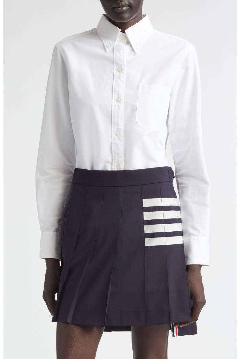 Classic Point Collar Long Sleeve Cotton Blouse, Main, color, WHITE