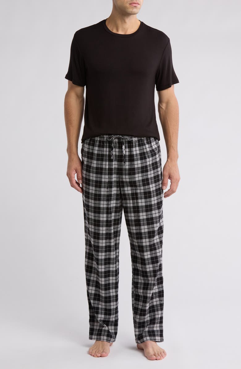 NORDSTROM RACK T-Shirt & Flannel Pajama Pants Set, Main, color,