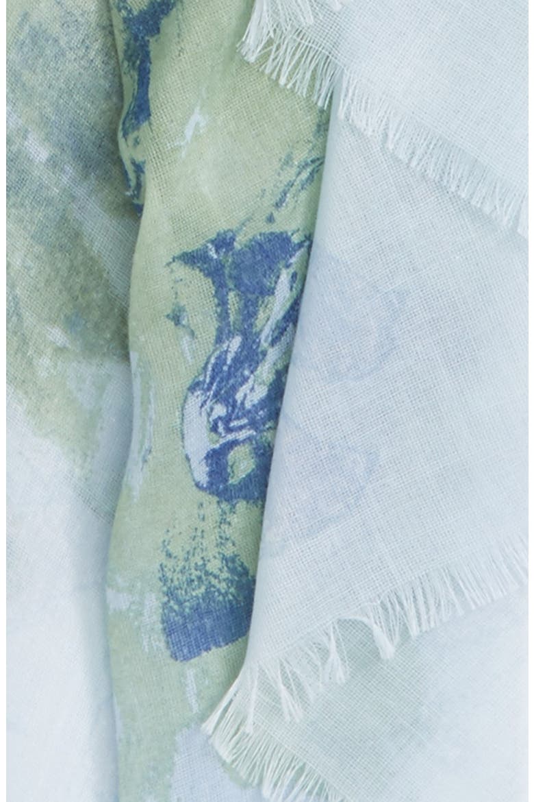 'Painted Blossoms' Print Scarf, Alternate, color, BLUE COMBO