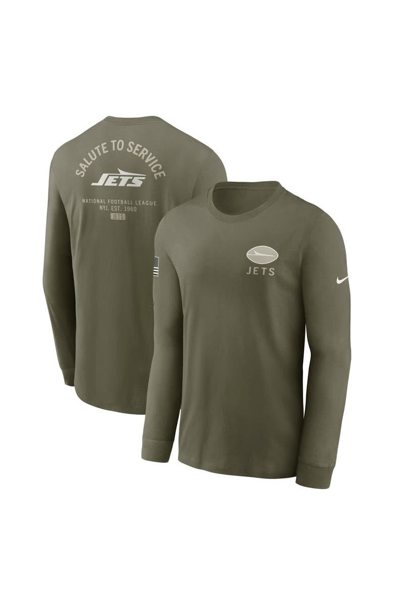 Nike Men's Nike Olive New York Jets 2025 Salute to Service Sideline Long Sleeve T-Shirt, Main, color, Olive