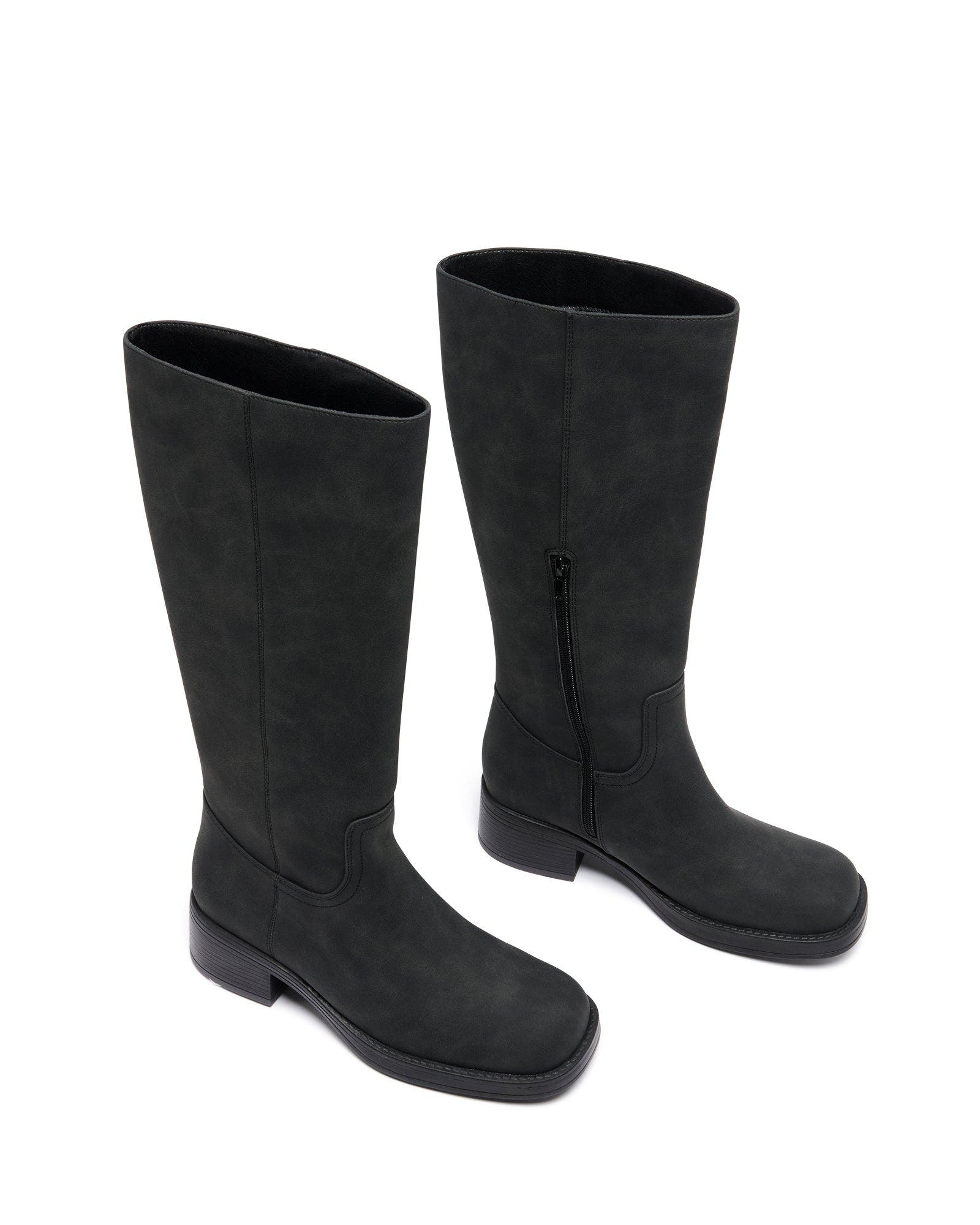 Therapy Australia Fever Square Toe Tall Boot, Main, color, Black Waxy Tumbled Pu