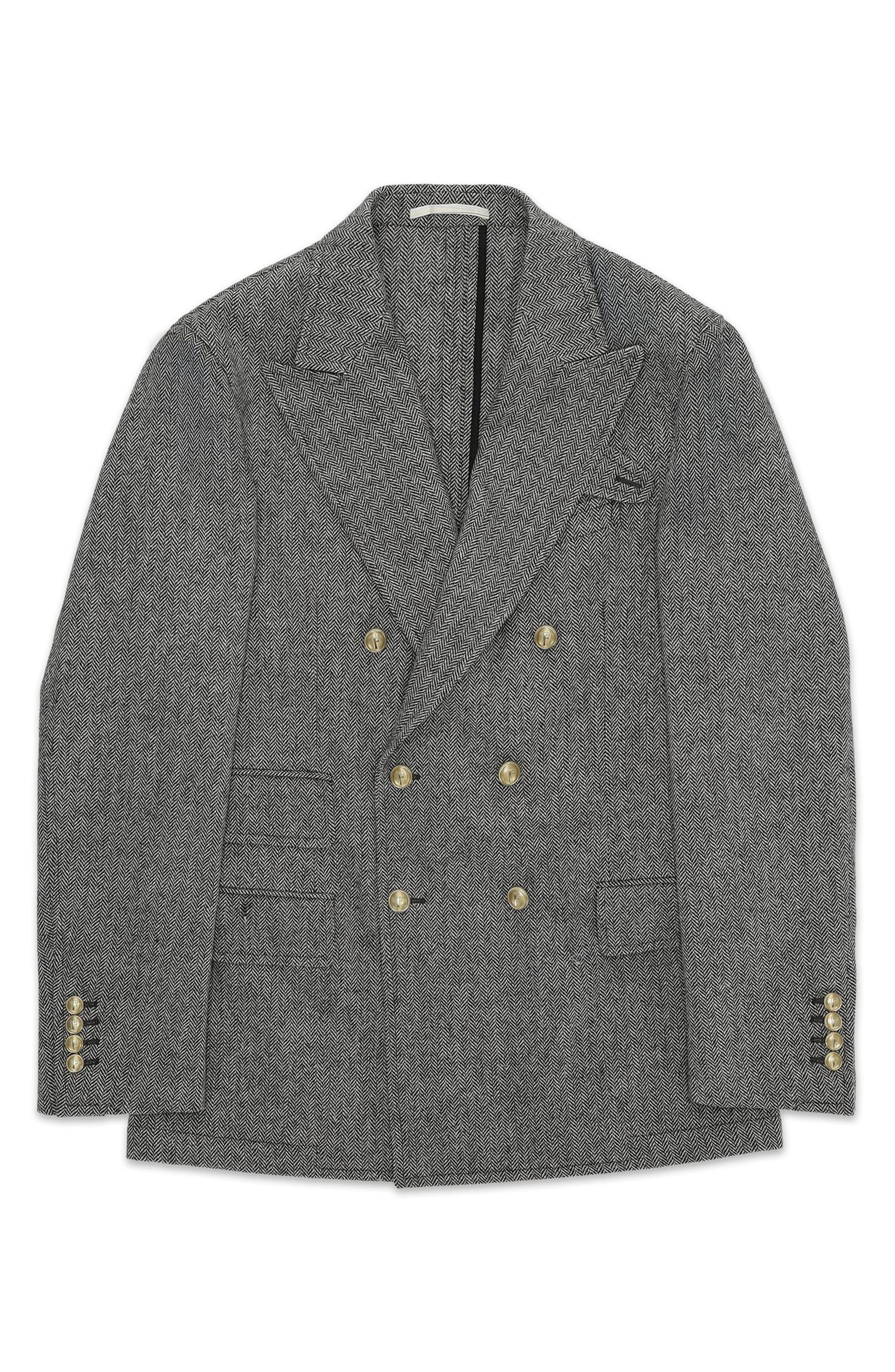 Travel Classic Herringbone Double Breasted Blazer
