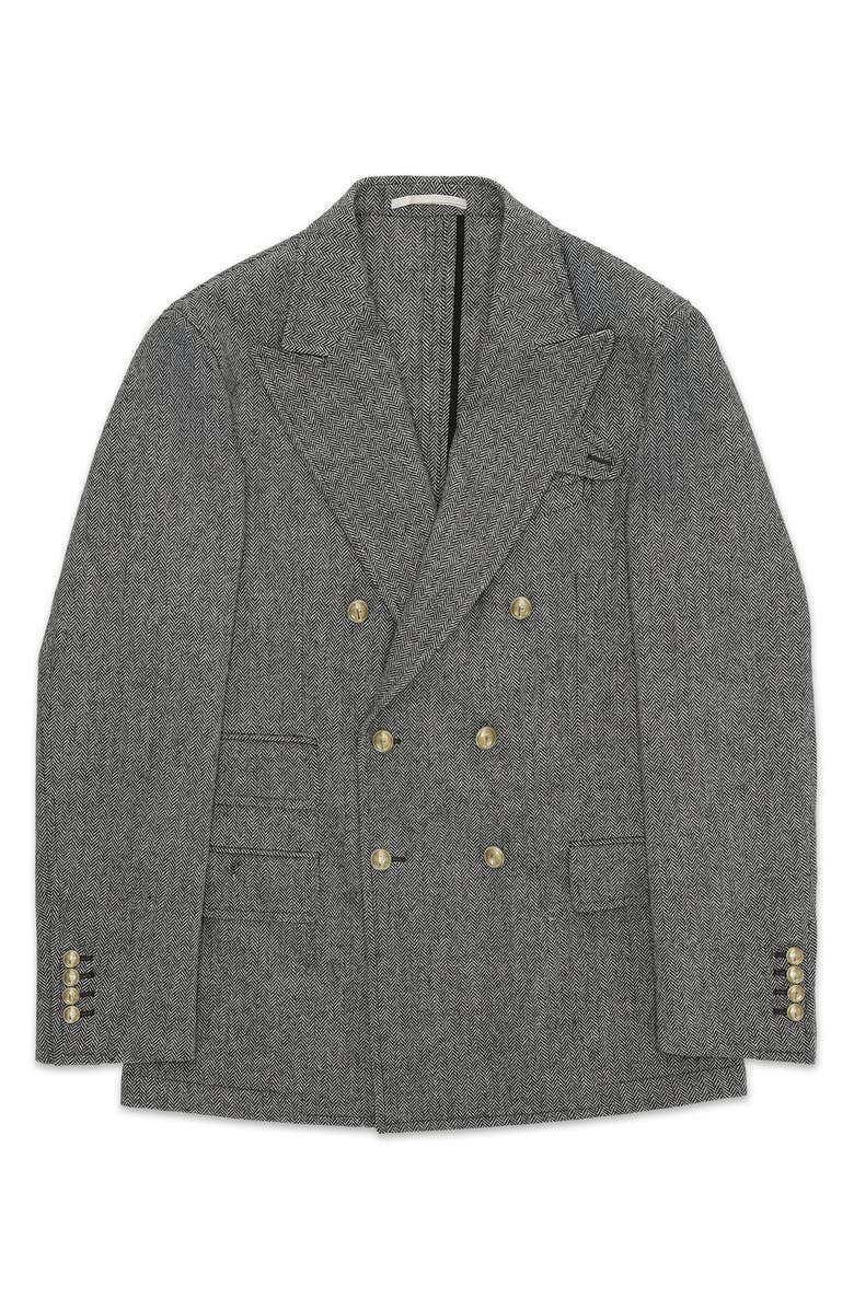 Fortela Travel Classic Herringbone Double Breasted Blazer, Main, color, Multicolor